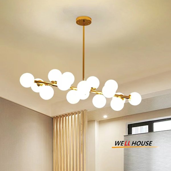 Glass ball chandelier Luxury Luster with Glass Round Lampshade home interior lighting Bedroom Living staircase chandelier