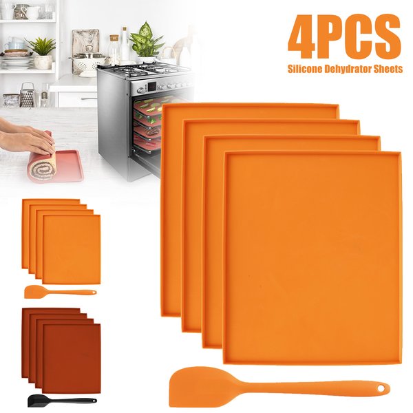 Feuilles de Déliaison en Silicone, Tapis avec Bordure pour Fruits, Cuir, Liquide, Fruits, Viande, Herbes, Plateaux Antiadhésifs, 4 Pièces