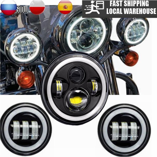 7-Zoll-Motor-LED-Scheinwerfer 4,5-Zoll-Nebelscheinwerfer für Motorrad Electra Glide Softail Fat Boy Touring