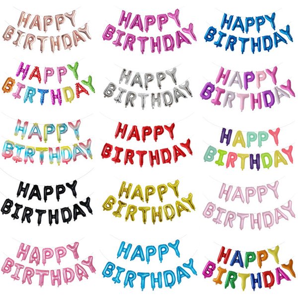 13 pièces Joyeux Anniversaire Décoration Ballons Or Rose Lettre Feuille Ballons Décorations De Fête D'anniversaire Globos Balony Anniversaire
