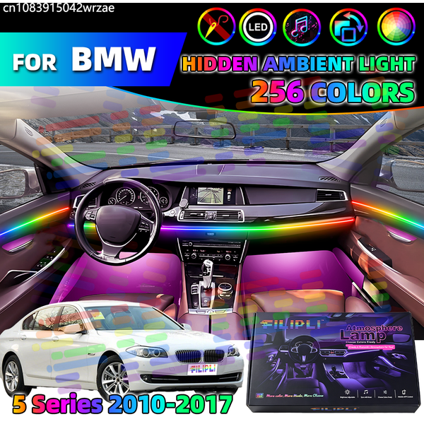 For BMW 5 series F10 F18 F11 F07 Ambient Lights Strips Streamer Breathing Strip Kits App Music Control Auto Decorative Lamp