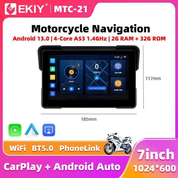 EKIY 7.0 "bezprzewodowy CarPlay Moto Android Auto Android 13.0 przenośny cyfrowy motocykl deska rozdzielcza nawigacja GPS ekran wyświetlacza