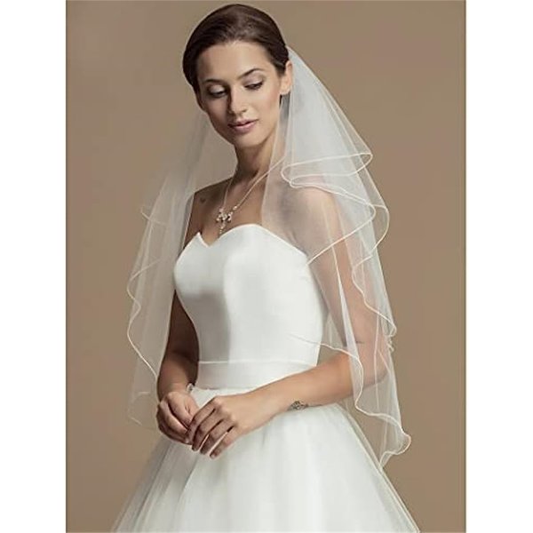 Voile de mariée court en Tulle, longueur à la taille, accessoires pour cheveux de mariée, avec peigne et bord crayon (coiffes polyvalentes blanches), nouvelle collection 2023