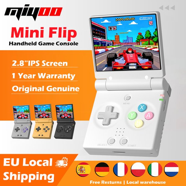 MIYOO Mini Flip Retro Handheld-Spielkonsole 750*560 2,8 Zoll IPS-Bildschirm Tragbare Videospielkonsolen Klassischer Gaming-Emulator mit Neuem Scharnier Kindheitsgeschenke Lokaler Versand