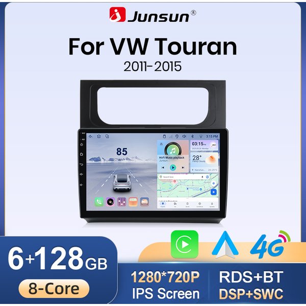 Junsun Kabelloses CarPlay Android 15 Autoradio für Volkswagen VW Touran 2011 2012 2013 2014 2015 Multimedia Video Navigation Carplay Auto GPS Ohne DVD DSP