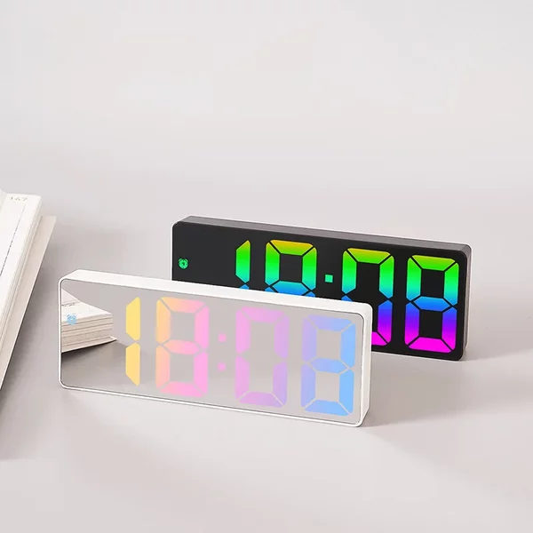 Réveil numérique couleur à commande vocale, affichage de la température et de la Date, Mode nuit, horloge de Table Snooze, fonction Anti-déruption, horloge LED 12/24H