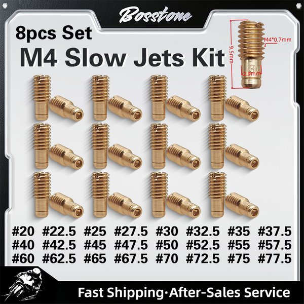 8-teiliges Set Vergaser M4*0,7MM Leerlaufdüsen für Mikuni VM26-606 VM20-273 Yamaha DT125 DT175 Vm22 M28 Düse Motorrad-Vergaser