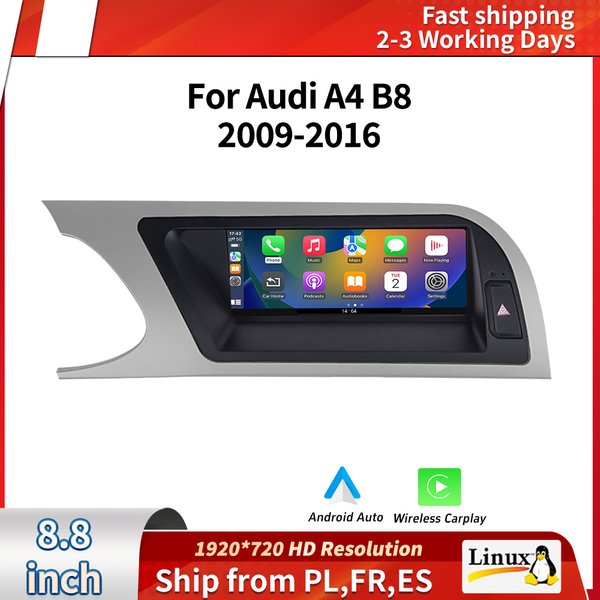 Inteligentny monitor z ekranem dotykowym do Audi A4 B8 2009-2016, bezprzewodowy Carplay, wyświetlacz, radio, muzyka Bluetooth