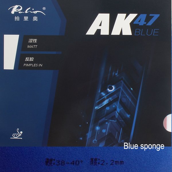 Caoutchouc de tennis de table Palio 40+ Blue Sponge AK47, caoutchouc non collant pour lame de raquette de ping-pong