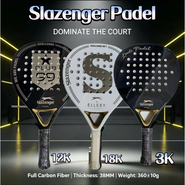 Hochwertige Leichte Slazenger Padel-Schläger aus Carbonfaser 3K 12K 18K 360g Tennis-Soft-EVA-Schaumkern Padel-Schläger