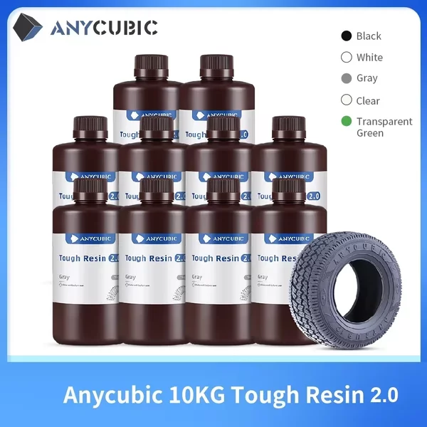 Anycubic Flexibles robustes Harz 2.0 10 kg LCD 3D-Druckmaterial Hochfestes 3D-Drucker UV-Harz für Photon Mono X Photon S