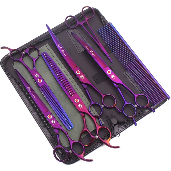 Purple Dragon 8 Inch Dog Grooming Scissors Thinning Shears Professional Cat Pet Scissors Hair Cutting High Quality Z3015-b