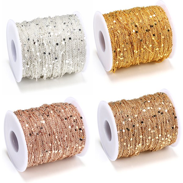 Fabrication de bracelets et colliers en chaîne à paillettes de 2 mètres
