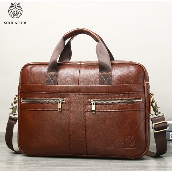 Schlatum Echt leder Aktentaschen hart für Männer 15,6 Zoll Büro Business Computer Tasche Vintage Handtaschen Laptop Aktentasche Taschen