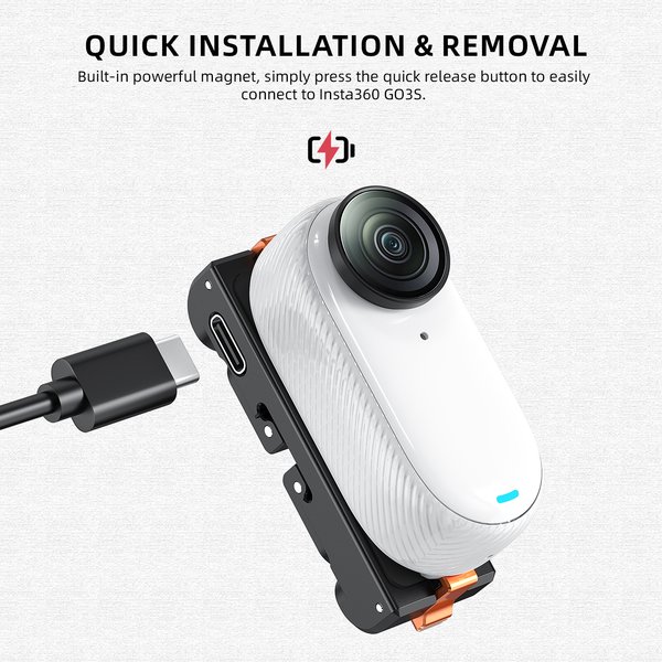 Adapter magnetyczny Go 3 z szybkozłączką do Insta360 Go 3/GO 3S, akcesoria do kamery z podstawką ładującą, z interfejsem 1/4 i Gopro