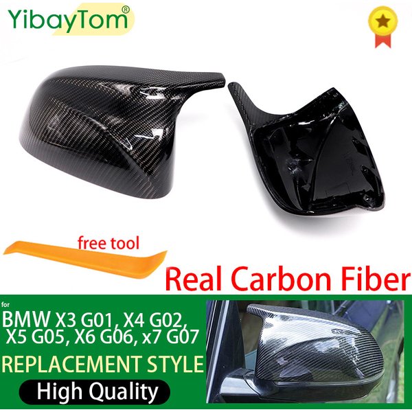 Couvercle de miroir de voiture en Fiber de carbone véritable, accessoires de rétroviseur pour BMW X3 X4 X5 X6 X7 G01 G02 G05 G06 G07
