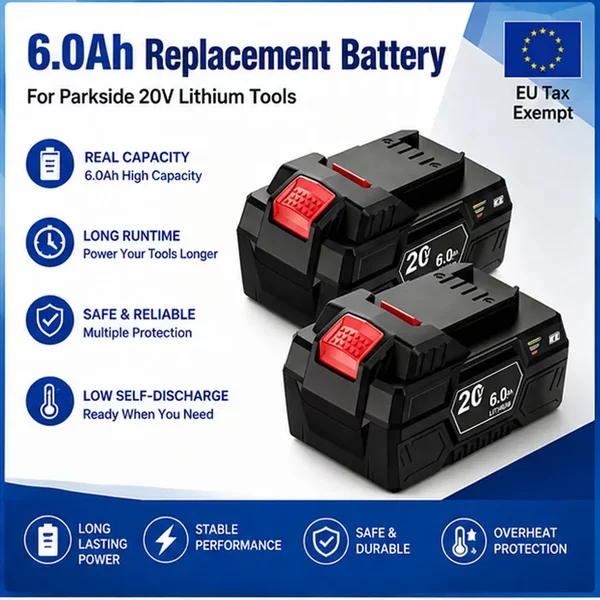 Staubsauger-Akku 20V Lithium-Ionen Ersatzakku Passend für Parkside 20V Team Serie