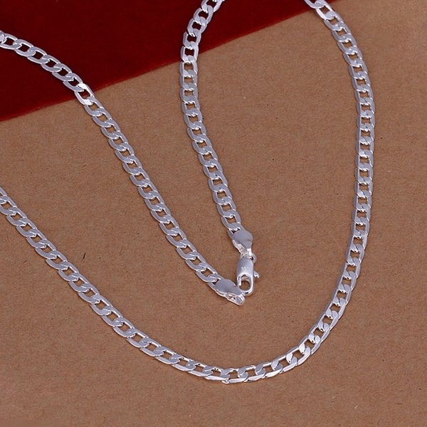 Collier à breloques exquis pour hommes et femmes, couleur argent, noble, luxe, magnifique, mode, chaîne, bijoux, 4mm, 16-30 po