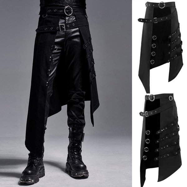 Demi-jupe gothique pour hommes, Jacquard Steampunk, Kilt élégant, ouvert sur le devant, Harujuku, Burlesque, franges, jupes traditionnelles