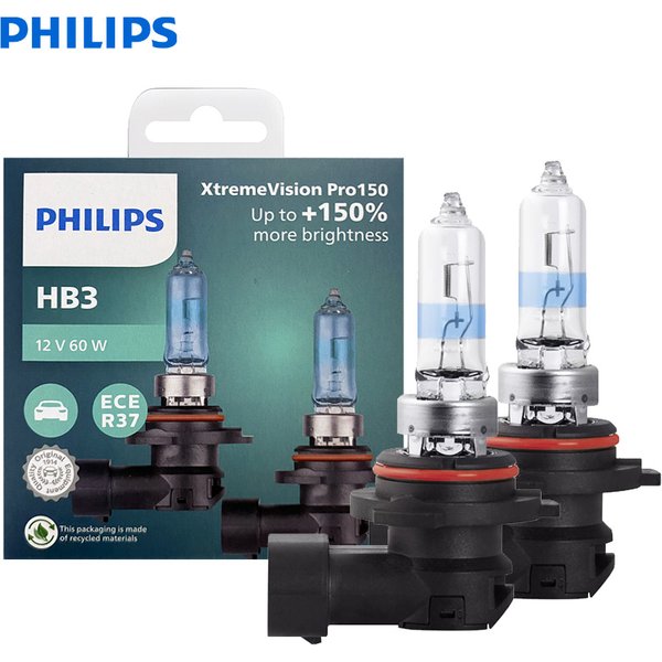 Philips X-tremeVision Pro150 HB3 9005 Auto-Halogen-Scheinwerfer 12V 60W P20d +150% Hellere Weiße Original ECE-Lampe Mehr Licht 9005XVP