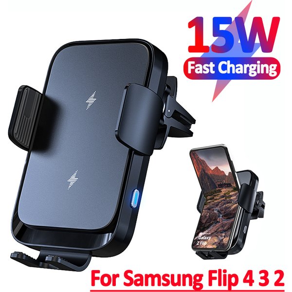 Chargeur de voiture sans fil, double bobine, support de téléphone pour Samsung Galaxy Z Flip 5 4 3 S22 S21 iPhone 14 13, Station de charge rapide