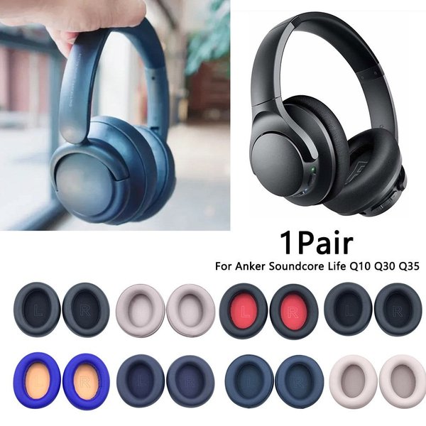 1 Paar Ersatz-Ohrpolster für Anker Soundcore Life Q10 Q30 Q35 Headset-Kopfhörer, Leder-Ohrenschützer, Ohrabdeckung, Ohrmuscheln