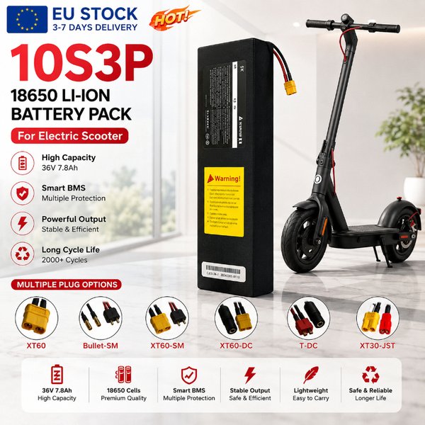 36V-Akkupack / 10S3P-Akku / 18650-Lithium-Akku / 7,8Ah-Scooter-Akku / Eingebautes BMS / Wiederaufladbarer Akku / Elektroroller-Akku / E-Bike-Akku
