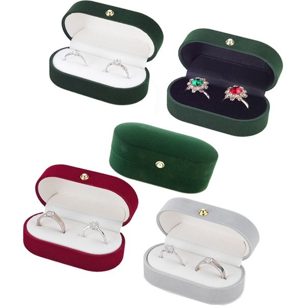 Velvet Ring Box Double Stud Jewelry Packaging Case Wedding Earrings Storage Holder Organizer Gift Showcase