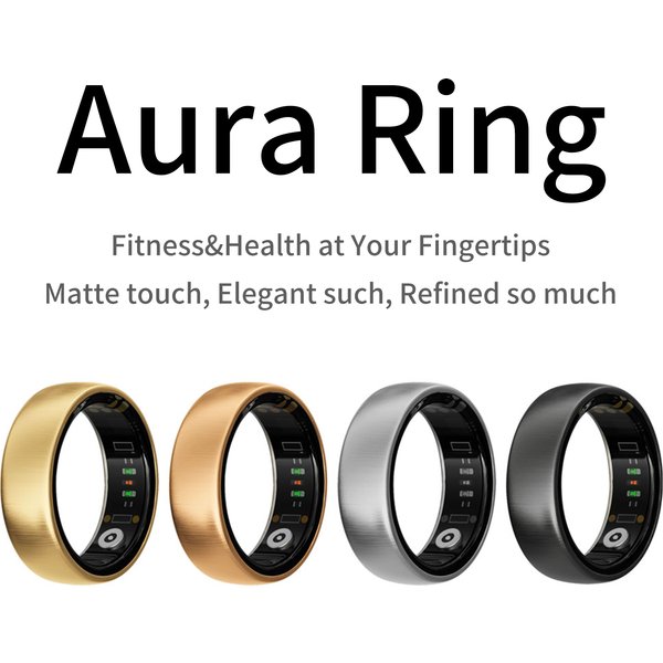 AURA Matt Smart Ring, moniteur de santé et de fitness, suivi du sommeil et de la température, qualité supérieure, longue durée de vie de la batterie, bague en or rose pour femme