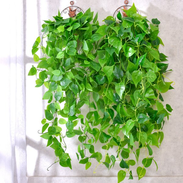 105 cm 5 Gabeln Künstliche Ranken Pflanzen Outdoor Kunststoff Creeper Green Ivy Wandbehang Pflanzen Zweig Für Hausgarten Hochzeitsdekoration