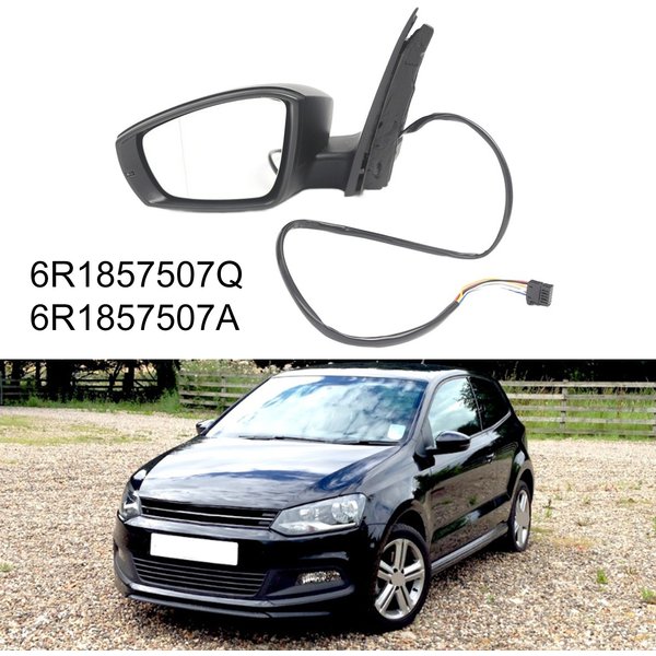 Ensemble de rétroviseurs latéraux gauche LHD pour Polo MK5 2009-2017 avec réglage électrique, chauffage et clignotant 6R1857508Q