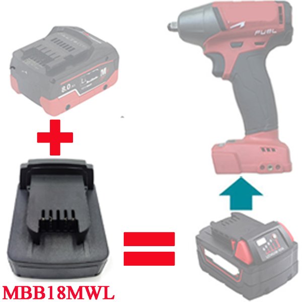 Connecteur adaptateur et convertisseur MBB18MWL pour Metabo 18V veHD, batterie ion Eddie pour Milwaukee, batterie au lithium M18, outils électriques