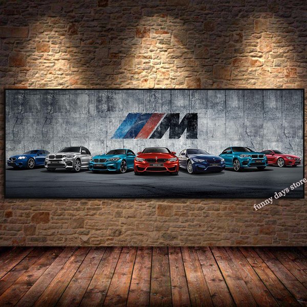 Supercar B M W Luxury Car M3 Family Poster M Series Evolution Car Canvas Painting Print Modern Living Room Wall Art Home Decor