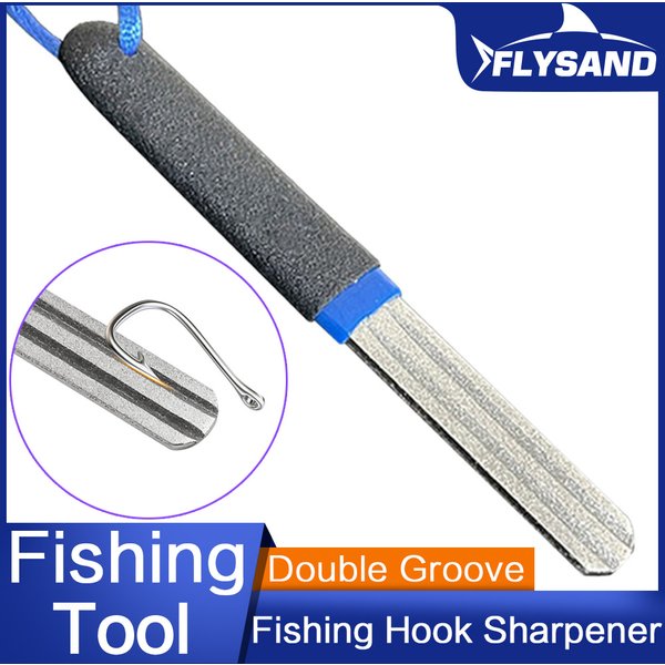 FLYSAND Portable extérieur Double rainure crochet de pêche aiguiser aiguiser nouveau pêche meulage crochet aiguiseur outil accessoires de pêche