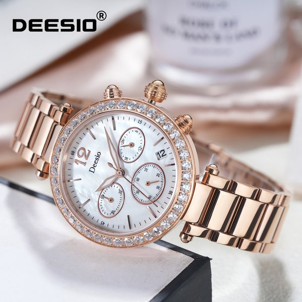 Deesio Japanese Mechanical Movement Watch Women Skeleton Automatic Luminous Stainless Steel Waterproof Luxury Ladies Wristwatch