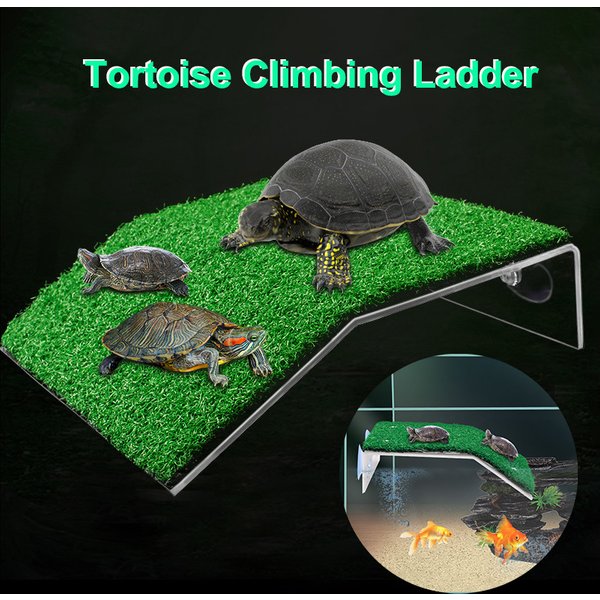 Turtle Basking Platform Turtle Habitat Simulation Lawn Ramp Turtle Dock Floating Island for Reptile Terrarium Aquarium Accessory