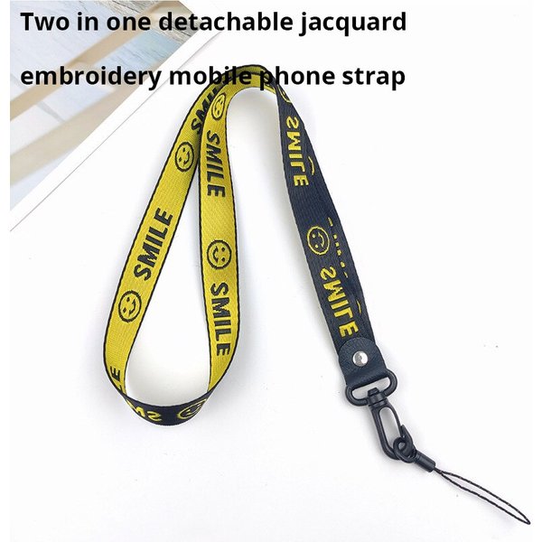 Fashionable Hook Buckle 2 in 1 Detachable Jacquard Embroidery Wide Hanging Neck Long Shoelace Mobile Phone Case Universal Hang R