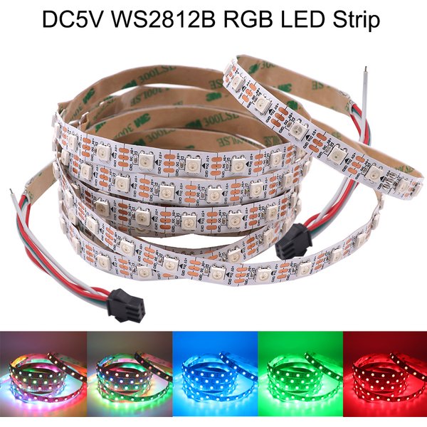 Bande lumineuse LED RGB, Flexible, adressable, intelligente, pour la décoration, dc 5v WS2812B, SMD5050, 30/60 diodes/m