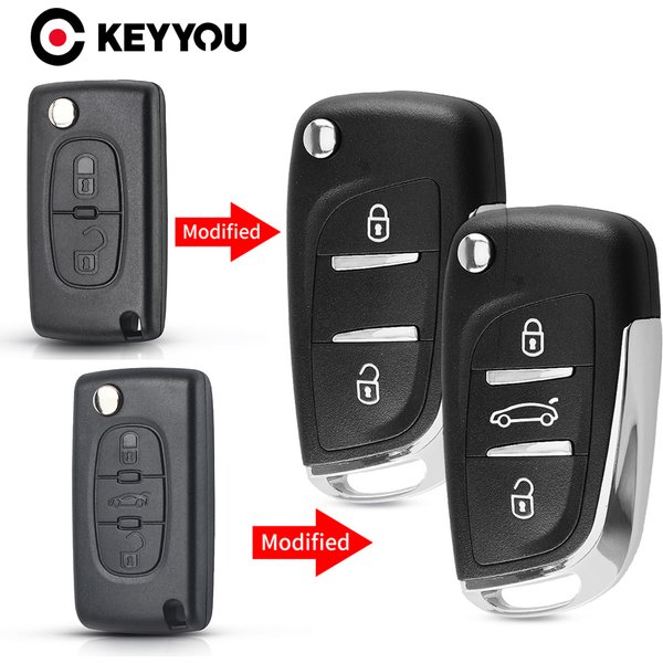 KEYYOU pour Peugeot 207 307 407 408 pour citroën C4 C2 coque de clé à distance de voiture 2/3 boutons modifié Filp CE0536 boîtier lame HU83/VA2