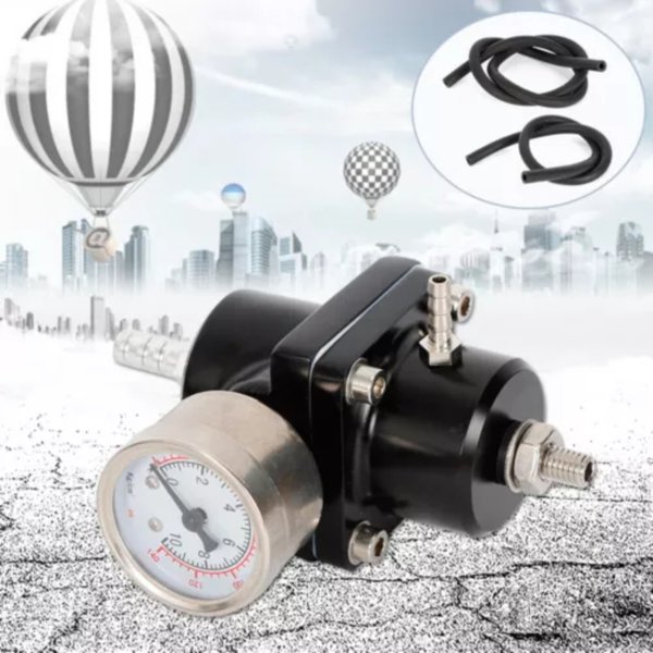 0-140 Psi Universal-Kraftstoffdruckregler, einstellbarer Kraftstoffdruckregler mit Manometer und Schlauch, für die meisten Autos
