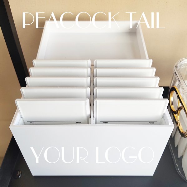 Weiße Wimpern-Aufbewahrungsbox mit Ständer, Wimpernverlängerungs-Organizer, DIY-Logo, Wimpern, Make-up-Werkzeuge