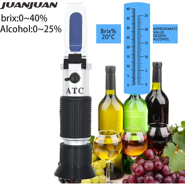 Réfractomètre d'alcool portatif réfractomètre à gravité spécifique à l'alcool hydromètre Brix 0-40% Wort sucre alcool 0-25% double échelle