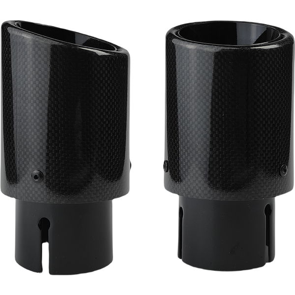 1 Pcs Car Carbon Fibre Tail Throat Steel Bright Black Plain Weave Rolled Edge Glossy Muffler Exhaust Nozzle Tip