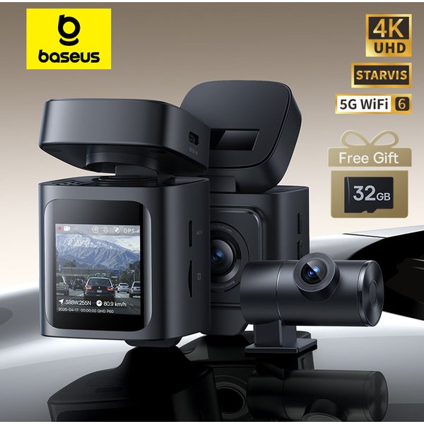 Baseus VD1 Pro 4K + 1080P caméra de tableau de bord UHD caméra de voiture pour capteur SONY ADAS 5Ghz WiFi6 GPS STARVIS Vision nocturne 24H Parking voiture DVR