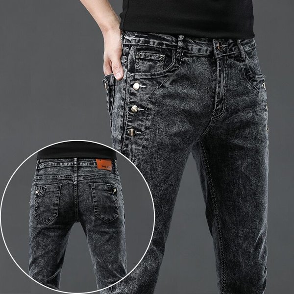 Jeans de créateur vintage pour hommes, flocon de neige délavé, mode coréenne, pantalons commandés pour hommes, denim mince classique, fjfj