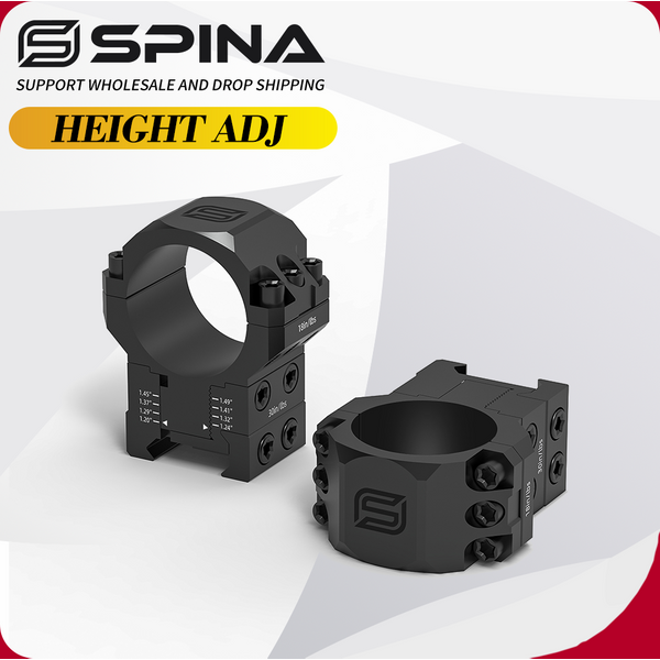 SPINA OPTICS Mocowanie Pierścieni, Średnica 30mm, Regulacja Elewacji, dla Szyny Picatinny 21mm i Szyny Dovetail 11mm