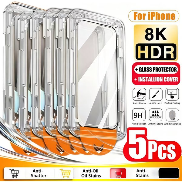 5 sztuk – folia ochronna na ekran, łatwa w montażu, zapobiegająca osadzaniu się kurzu, do iPhone 18 Pro Max, 18 Duo, 16, 14, 15, 11, 12, 13, 17 Pro Max, XR, XS, 14, 15, 16 Plus.