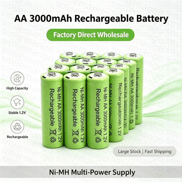 Baterie NiMH 1,2V AA 3000mAh, zielone baterie akumulatorowe 1,2V, lampa ogrodowa solarna LED, latarka, lampa, latarnia, latarka.