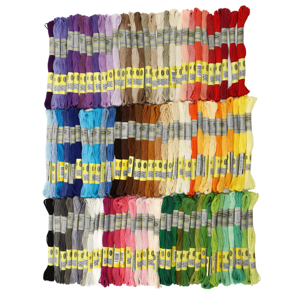 AmoHilos 100 Selected Colors Set For Flora Mercerized Egyptian Long Fiber Cotton Embroidery Floss Cross Stitch Thread 8.7 Yards