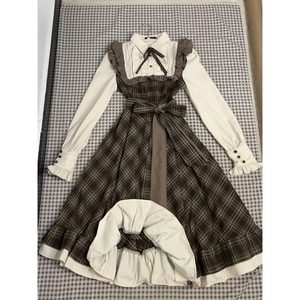 French Vintage Midi Dress Women Casual Evening Party Plaid Dress Office Lady Outwear One Piece Dress Korean Fashion Spring Chic